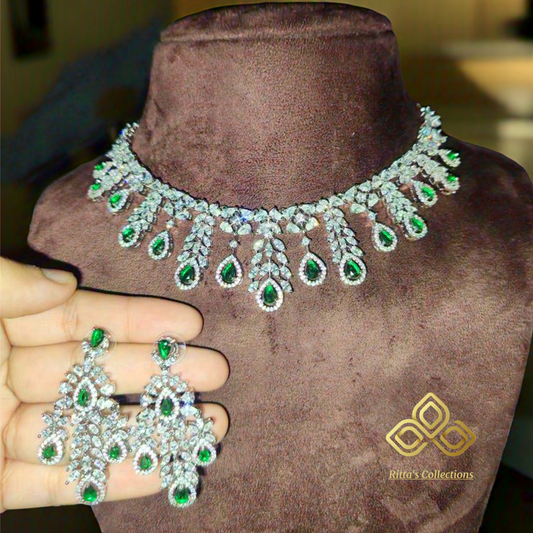 AAA Quality Emerald Green American Diamond Necklace
