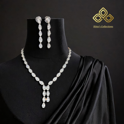 Premium American Diamond Necklace with Earrings