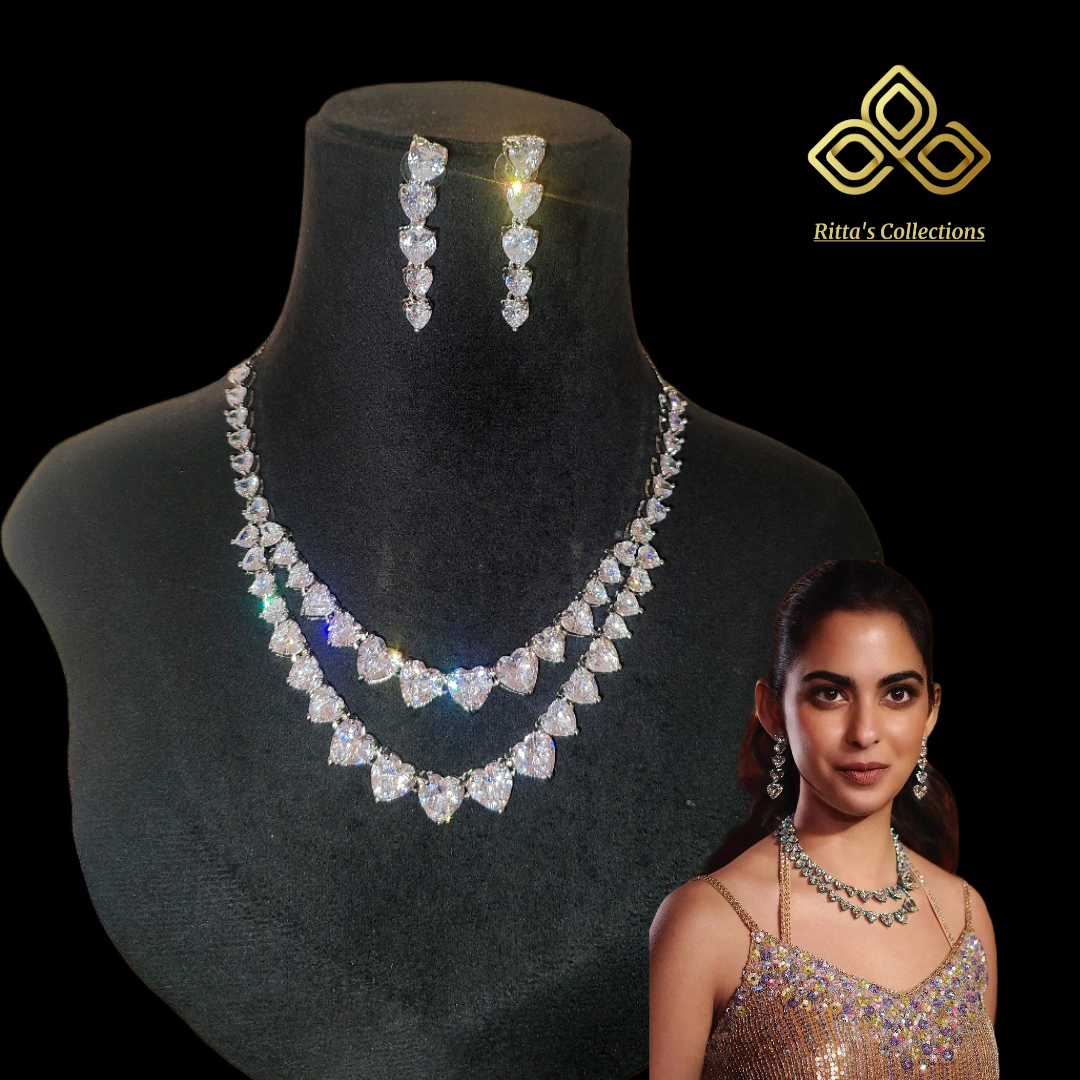 Isha Ambani Inspired Solitaire Necklace with Earrings, swipe for video
