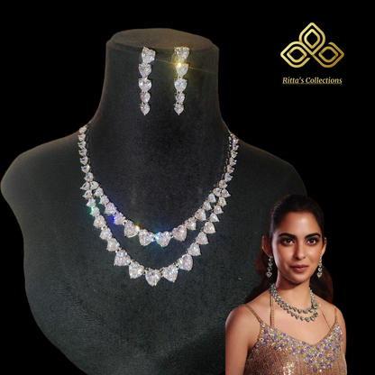 Isha Ambani Inspired Solitaire Necklace with Earrings, swipe for video