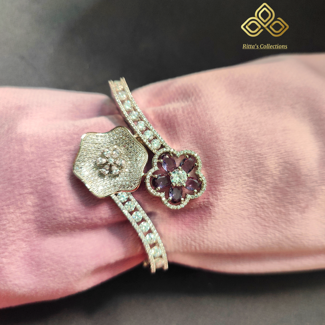 Purple American Diamond Openable Kada Bracelet