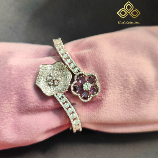 Purple American Diamond Openable Kada Bracelet
