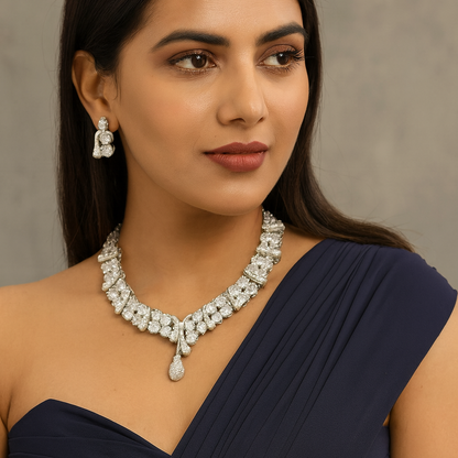 Stunning American Diamond Necklace with Earrings