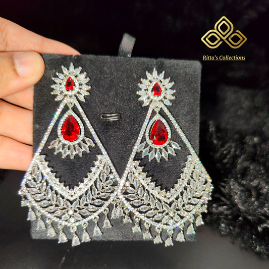 Red American Diamond Earrings