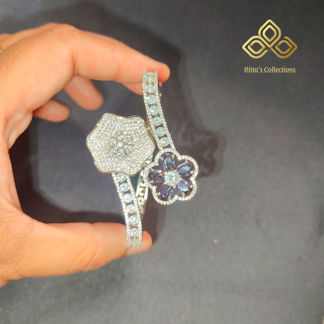 Purple American Diamond Openable Kada Bracelet