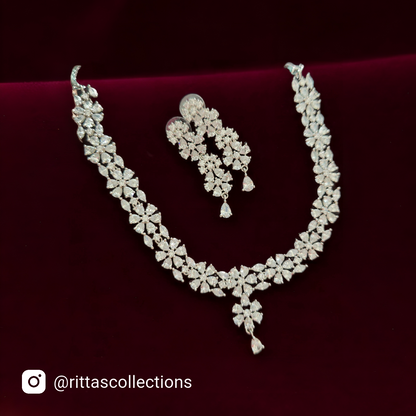 Elegant American Diamond Necklace with Earrings