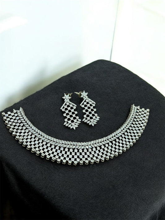 American Diamond Chokar Necklace with Earrings