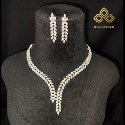Elegant American Diamond Necklace with Earrings