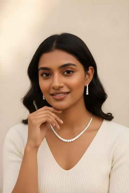 Ritta's Solitaire American Diamond Necklace with Earrings, A Must Buy, swipe for video
