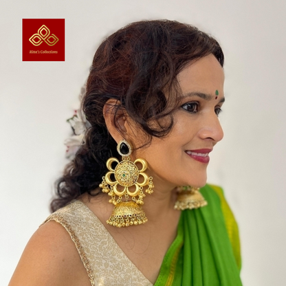 ANOKHI Brass Golden Polish Jhumka Earrings