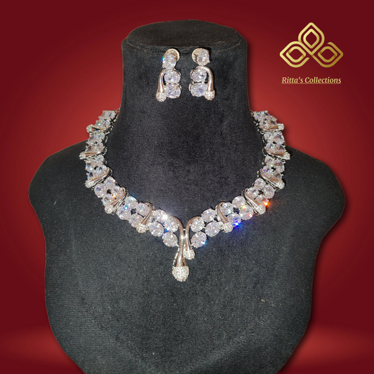 Stunning American Diamond Necklace with Earrings