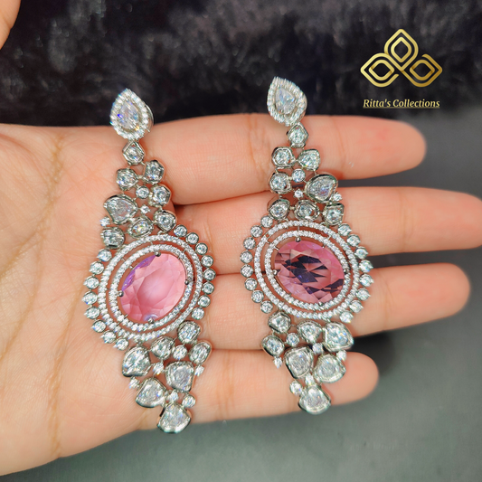 Purple Lavender American Diamond Earrings