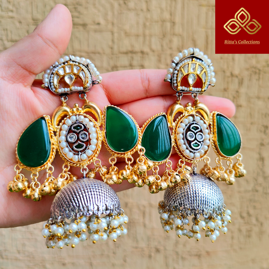 German Silver Jhumka, Dual Tone