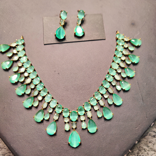 Mint Green Necklace with Golden Polish, Swipe for video