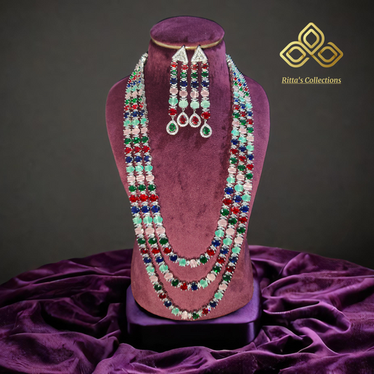 3 Layer Multicolour Long Necklace