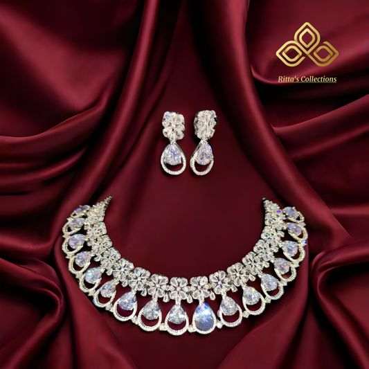 American Diamond Necklace with Earrings