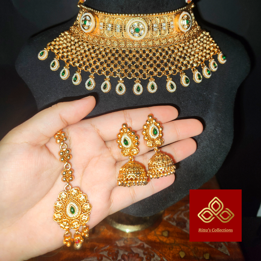 Rajwadi Choker with Earrings & Maangtikka