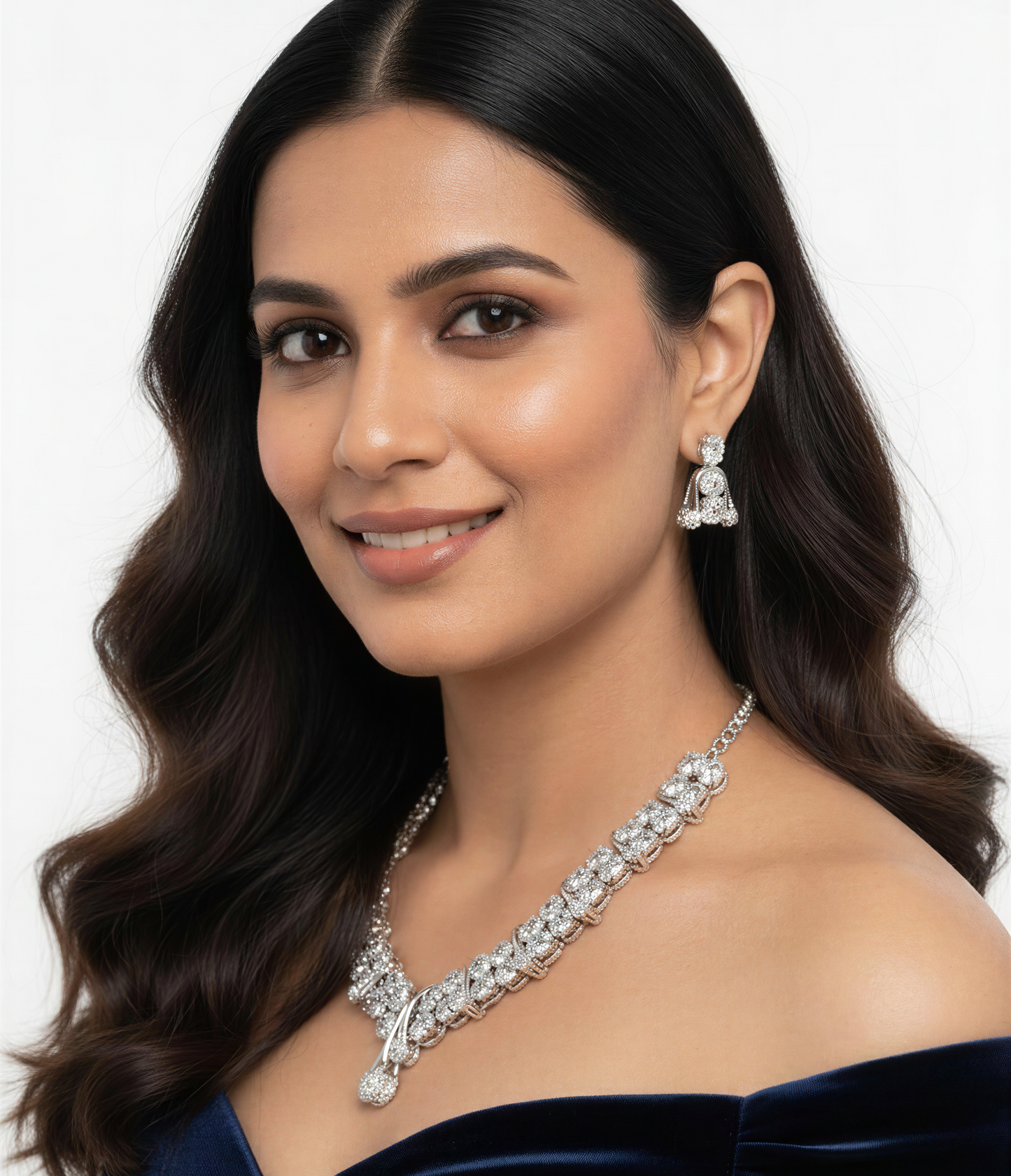 Stunning American Diamond Necklace with Earrings
