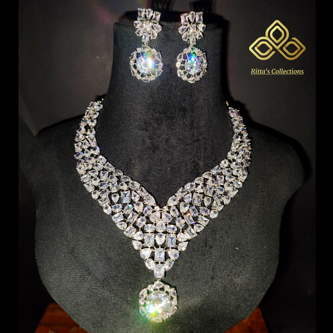 Exclusive American Diamond Necklace with Earrings