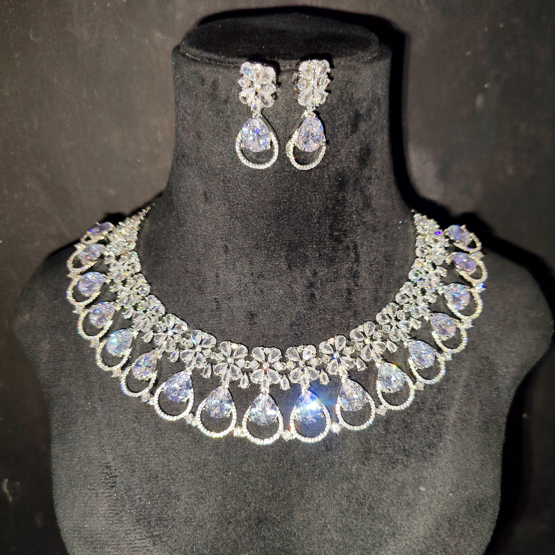 American Diamond Necklace with Earrings