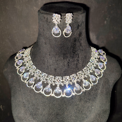 American Diamond Necklace with Earrings