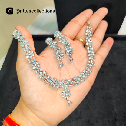 Elegant American Diamond Necklace with Earrings