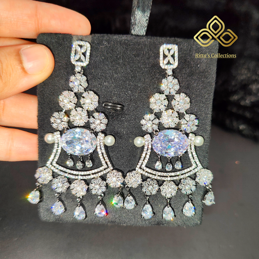 Ritta's EarLuxe American Diamond Earrings with Victorian (Antique Black Polish)