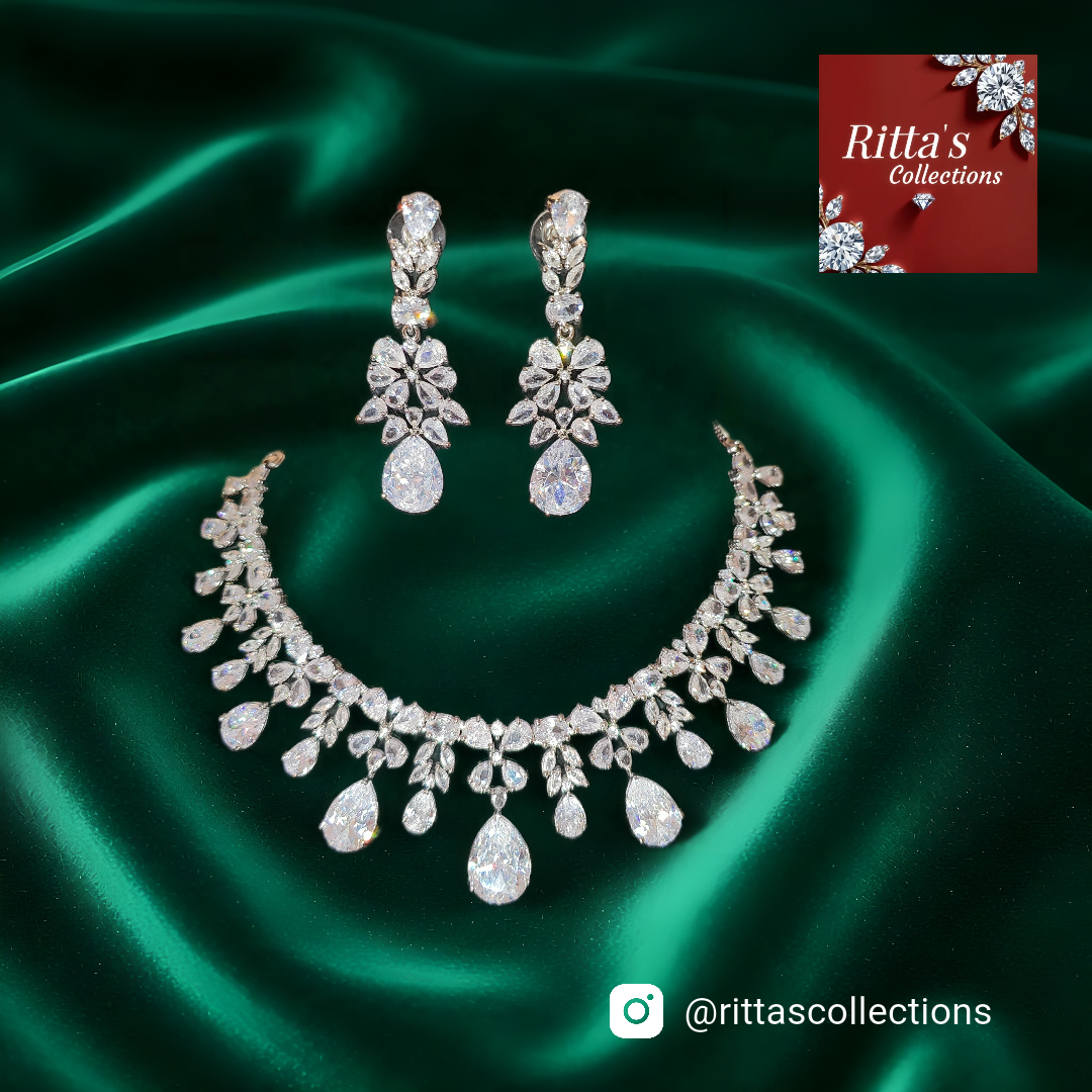 American Diamond Necklace with Earrings