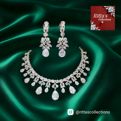American Diamond Necklace with Earrings