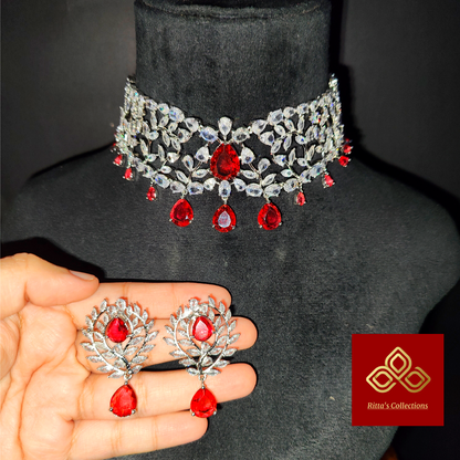 Radhika Merchant Inspired American Diamond Chokar With Earrings