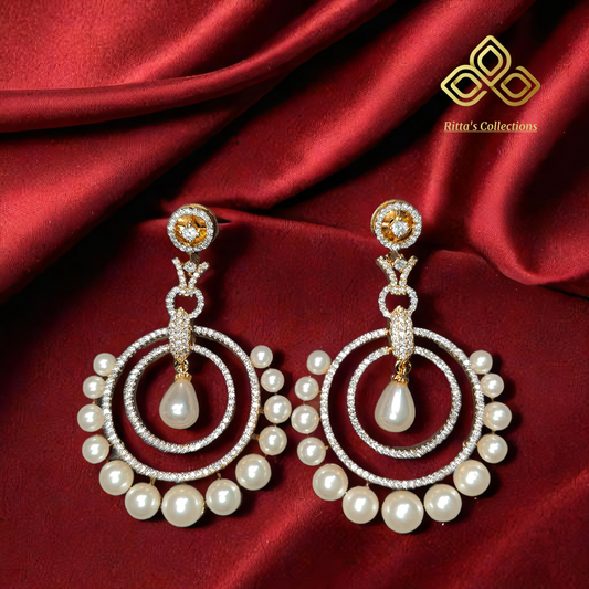 AD Pearls Earrings with Golden Polish