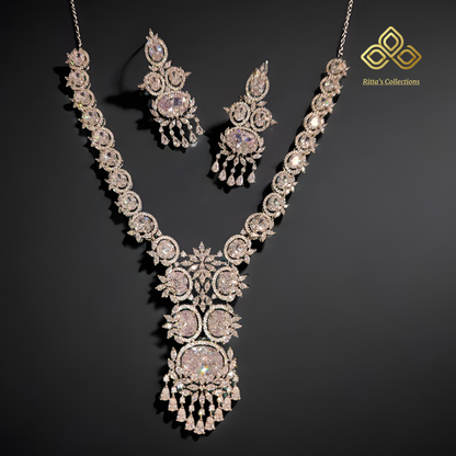 AAA Quality American Diamond Necklace with Earrings