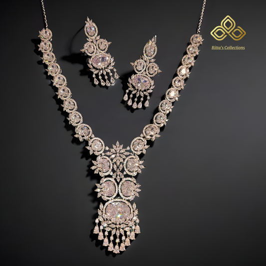 AAA Quality American Diamond Necklace with Earrings