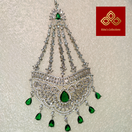 Emerald Green American Diamond Passa, Side Jhoomer