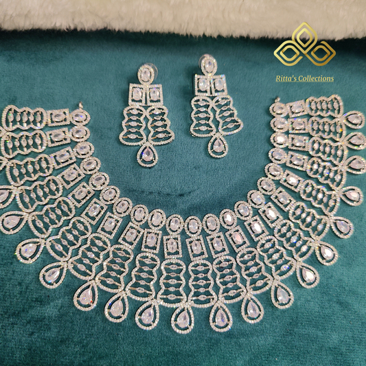 Ritta's Collections American Diamond Chokar Necklace with Earrings