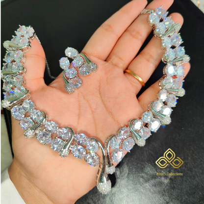 Stunning American Diamond Necklace with Earrings