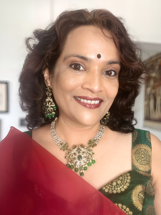 Emerald Green Traditional Necklace with Earrings
