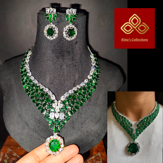Exclusive American Diamond Necklace with Earrings