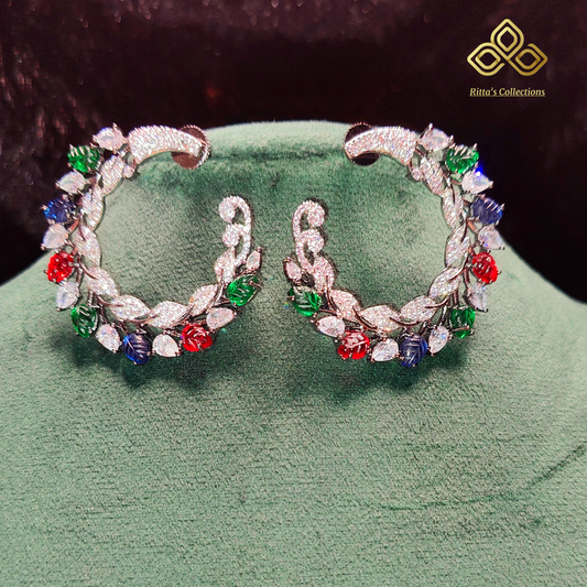 Ritta's EarLuxe Multicolour Statement American Diamond Stud earrings