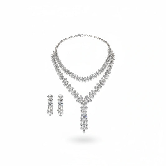 Ritta's Collections Combo Of 2 Necklaces, AAA Quality American Diamonds with Rhodium Plated
