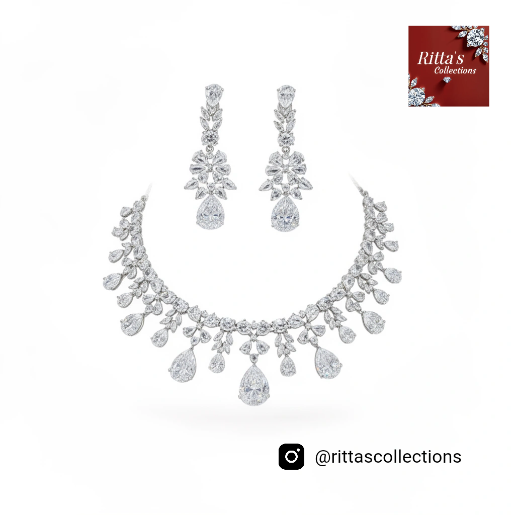 American Diamond Necklace with Earrings