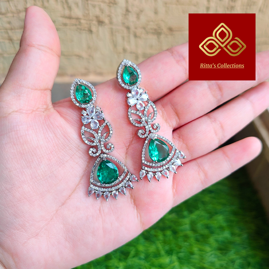 Rama Green American Diamond Earrings