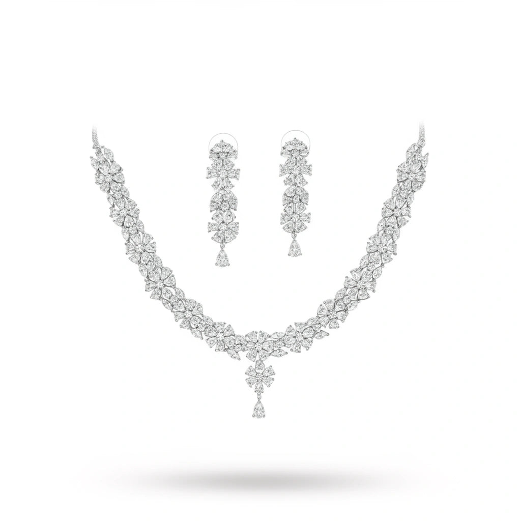 Elegant American Diamond Necklace with Earrings