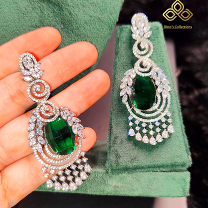 Ritta's EarLuxe Emerald Green American Diamond Earrings