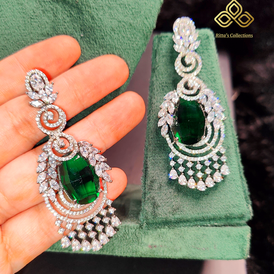 Ritta's EarLuxe Emerald Green American Diamond Earrings
