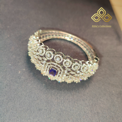 Purple American Diamond Openable Bracelet Kada